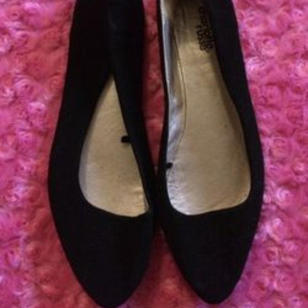 Black Pointed Toe Flats Suede